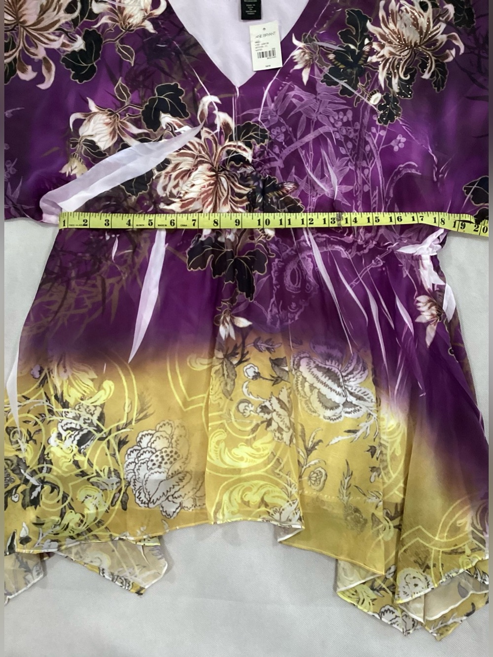 Lane Bryant Purple and Yellow Floral Ombre loose fit blouse size 14/16 #f3